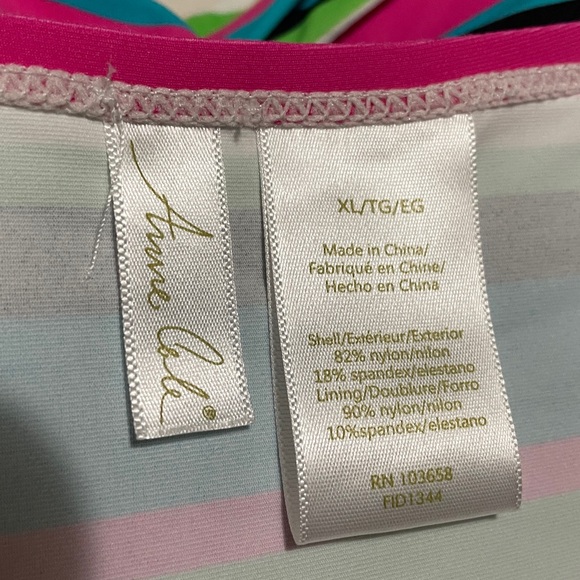 Anne Cole Striped One Piece SwimTankini Top Sz X-Large - Picture 5 of 13